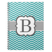Carnet LETTRE Turquoise MONOGRAPHIQUE BLANCHE B Chevron (Devant)
