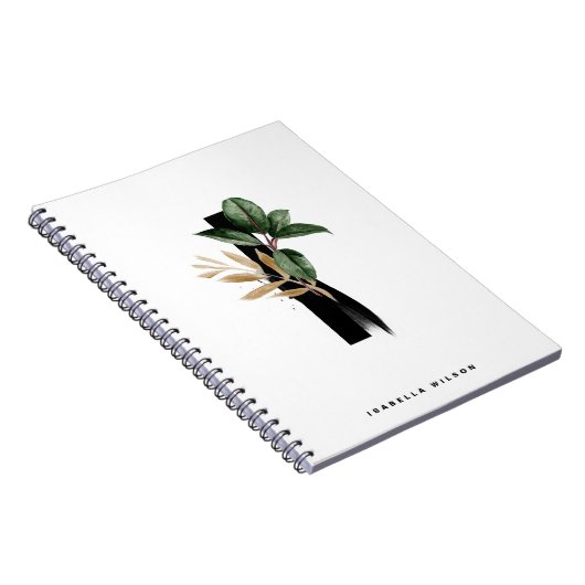 Carnet Lettre vert tropicale I Monogramme Personnalisé (Côté Droit)