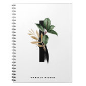 Carnet Lettre vert tropicale I Monogramme Personnalisé (Devant)