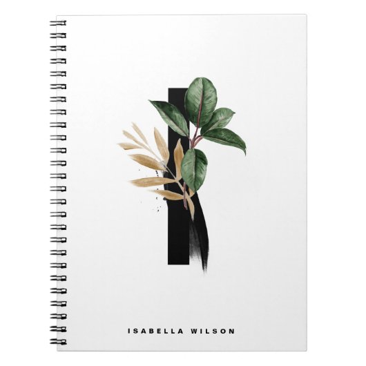 Carnet Lettre vert tropicale I Monogramme Personnalisé (Devant)