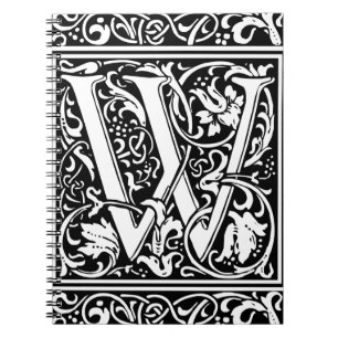 Carnet Lettre W Médiévale Monogramme Art Nouveau