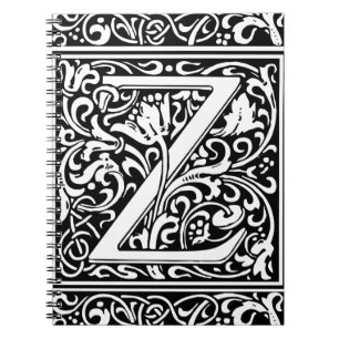 Carnet Lettre Z Monogramme Art Nouveau Médiéval