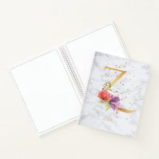 Carnet Lettre Z monogramme doré aquarelle marbre moderne