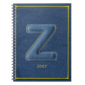 Carnet Lettre Z Monogramme Patch Brodé Faux Jean Bleu (Devant)