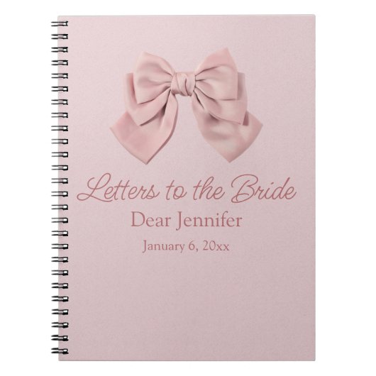 Carnet lettres à la mariée, ruban rose élégant souvenir (Devant)