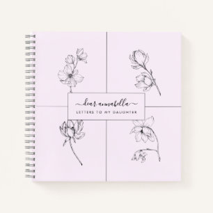 Carnet Lettres à ma fille fleurs simples modernes