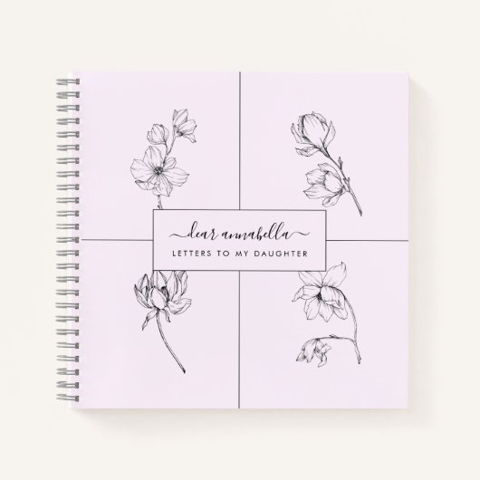 Carnet Lettres à ma fille fleurs simples modernes (Devant)