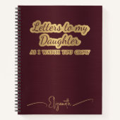 Carnet Lettres à ma fille Maroon garde la mémoire (Devant)