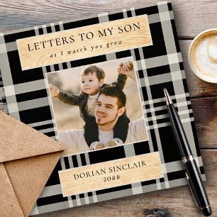 Carnet Lettres à mon fils Buffalo Plaid Faux Wood Photo