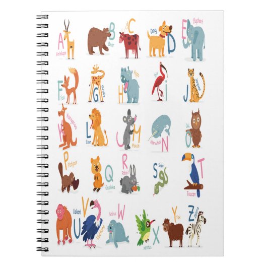 Carnet Lettres alphabétiques animaux pour les enfants ens (Devant)