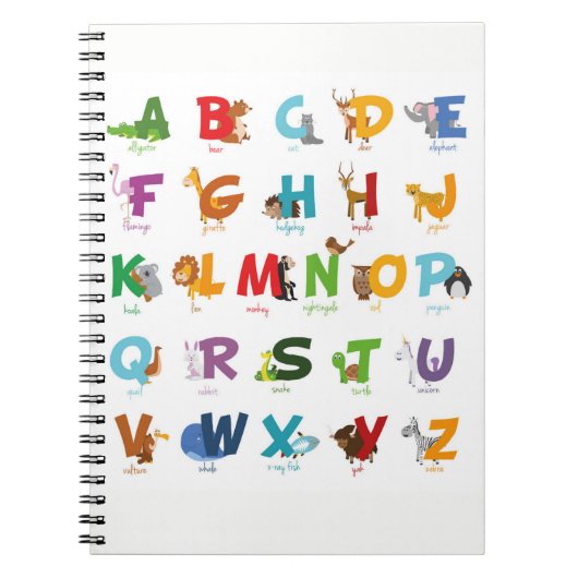 Carnet Lettres animales mignonnes d'alphabet (Devant)