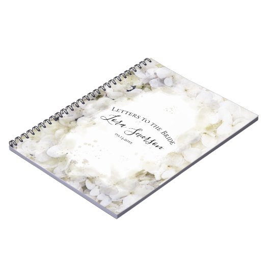 Carnet Lettres d'aquarelle blanche Hydrangea à la mariée (Côté gauche)