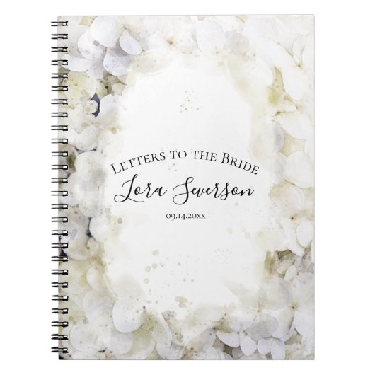 Carnet Lettres d'aquarelle blanche Hydrangea à la mariée (Devant)