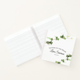 Carnet Lettres d'aquarelle verte de vigne à la mariée