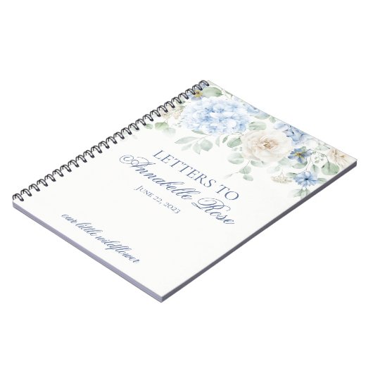 Carnet Lettres de fleurs d'hortensia bleues pour lettre d (Côté gauche)