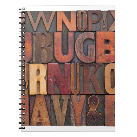 Carnet lettres de l'alphabet aléatoire - letterpress vint (Devant)