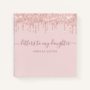 Carnet Lettres de Parties scintillant rose à ma fille Kee