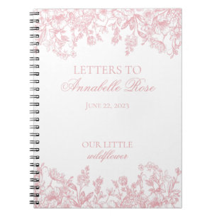 Carnet Lettres florales de chinoiserie rose pour la fille