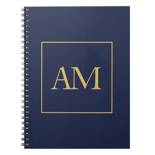 Carnet Lettres Initiales Monogramme Couleurs Or Bleu (Devant)