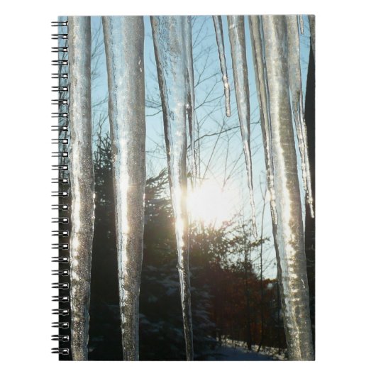 Carnet Lever du soleil à travers Icicles hiver Photograph (Devant)