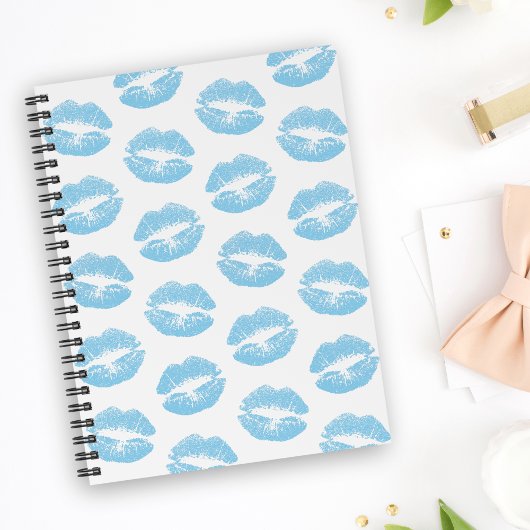 Carnet Lèvres Bleues, Motif De Lèvres, Bleu, Baiser
