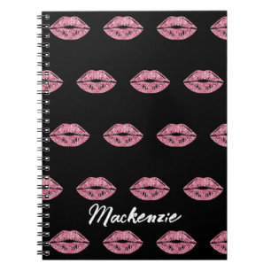Carnet Lèvres de Parties scintillant rose avec nom person