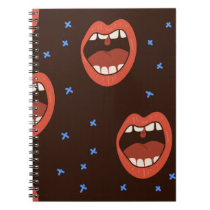 Carnet Lèvres dessinées à la main : Motif mignon à la bou