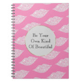 Carnet Lèvres Diamantes Blanches Gris Rose (Devant)