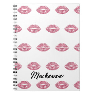 Carnet Lèvres Pailletées Roses avec Nom Personnalisé