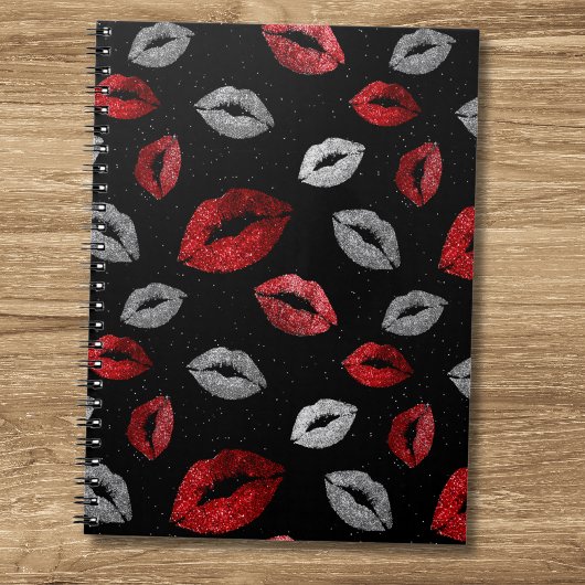 Carnet Lèvres rouges argentées scintillantes Saint-Valent
