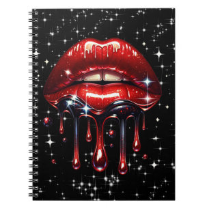 Carnet Lèvres Rouges Dégoulinantes de Paillettes Glamour