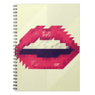 Carnet Lèvres rouges faites de petits triangles, pixelisa