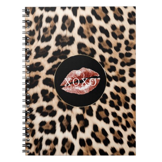 Carnet Lèvres rouges imprimé léopard XOXO (Devant)