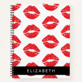 Carnet Lèvres Rouges, Rouge, Motif Des Lèvres, Votre Nom (Devant)
