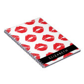 Carnet Lèvres Rouges, Rouge, Motif Des Lèvres, Votre Nom (Côté Droit)