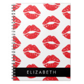 Carnet Lèvres Rouges, Rouge, Motif Des Lèvres, Votre Nom (Devant)