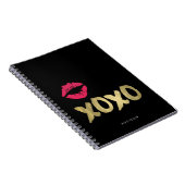 Carnet Lèvres XOXO Faux Gold et Rose | Noir (Côté Droit)