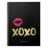 Carnet Lèvres XOXO Faux Gold et Rose | Noir (Devant)