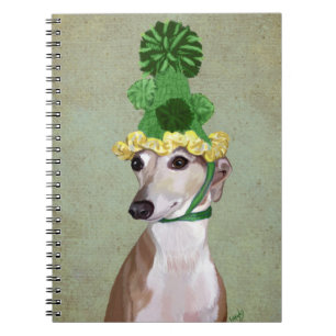 Carnet Lévrier dans le casquette tricoté par vert