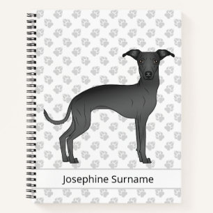 Carnet Lévrier Italien Noir Chien Mignon Avec Texte Perso