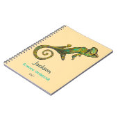 Carnet Lézard Vert Graphique Nommé Sujet de l'école (Côté gauche)
