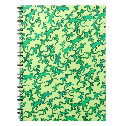 Carnet Lézards verts sur fond vert citron (Devant)
