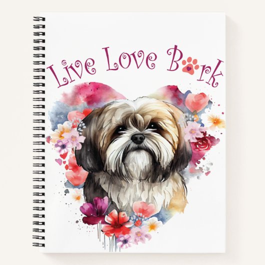 Carnet Lhasa Apso Chien Maman Florale (Devant)