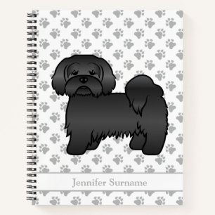 Carnet Lhasa Apso noir Chien de dessin animé mignon & nom
