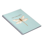 Carnet Libellule Aqua Menthe Bleu Crème Marron (Côté Droit)