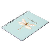 Carnet Libellule Aqua Menthe Bleu Crème Marron (Côté gauche)