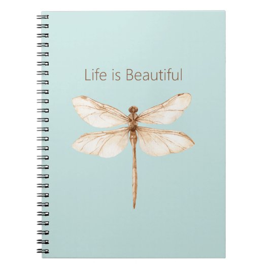 Carnet Libellule Aqua Menthe Bleu Crème Marron (Devant)