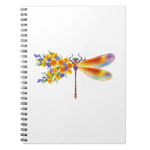 Carnet libellule de fleurs jaunes
