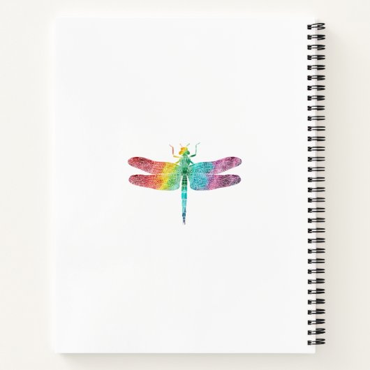 Carnet Libellule Féminine Aquarelle Arc-en-ciel Personnal (Dos)
