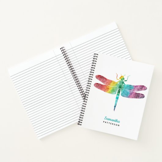 Carnet Libellule Féminine Aquarelle Arc-en-ciel Personnal (Intérieur)
